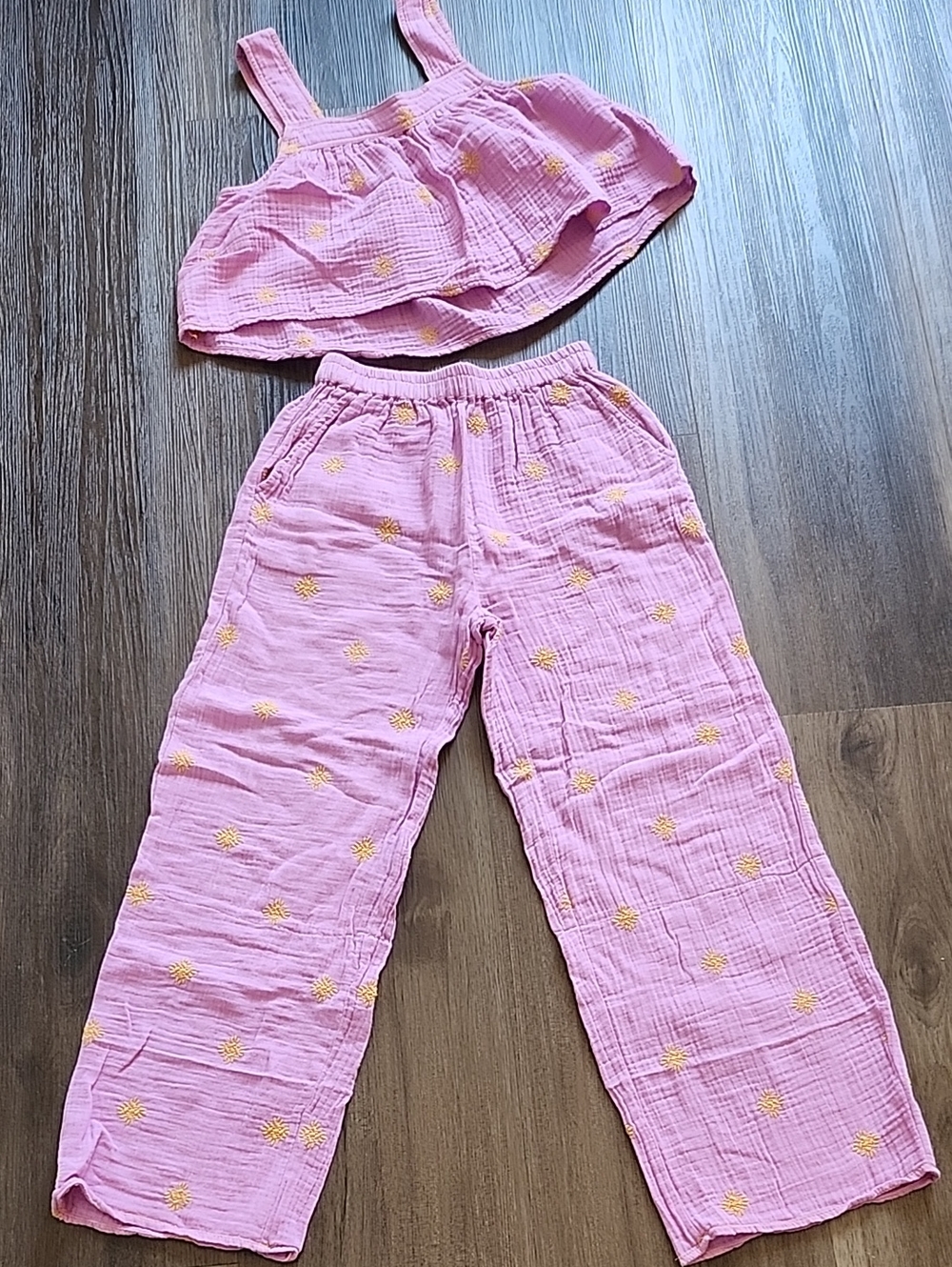 Zara Girls Size 11-12 Pink & Yellow Floral Matching Set